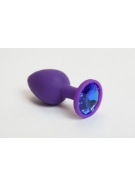 Фиолетовая силиконовая пробка с синим стразом - 7,1 см. - 4sexdreaM - купить с доставкой в Санкт-Петербурге