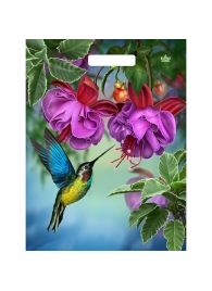 Пакет с принтом в виде колибри в цветах с вырубной ручкой (31х40 см) - Сима-Ленд - купить с доставкой в Санкт-Петербурге