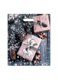 Новогодний пакет с принтом в виде подарков и вырубной ручкой (45х38 см) - Сима-Ленд - купить с доставкой в Санкт-Петербурге