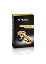 Золотистый пояс верности Pubic Enemy No1 Gold Edition для электростимуляции - MyStim - купить с доставкой в Санкт-Петербурге