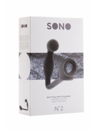 Чёрная анальная пробка с эрекционным кольцом SONO №2 - 11,4 см. - Shots Media BV - в Санкт-Петербурге купить с доставкой