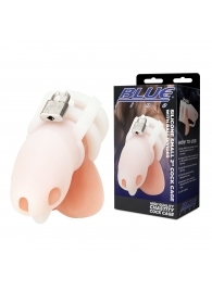 Белая клетка для пениса Silicone Small 2 in Cock Cage With Ball Divider - BlueLine - купить с доставкой в Санкт-Петербурге