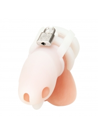 Белая клетка для пениса Silicone Small 2 in Cock Cage With Ball Divider - BlueLine - купить с доставкой в Санкт-Петербурге