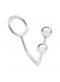 Кольцо на пенис с анальным стимулятором Two Bead Stainless Steel Anal Hook   Cock Ring - BlueLine - в Санкт-Петербурге купить с доставкой