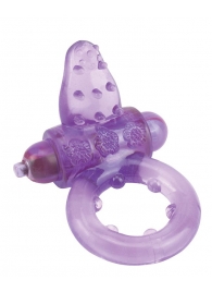 Фиолетовое эрекционное кольцо с вибрацией и рельефным язычком NUBBY CLITORAL PROBE COCKRING - Seven Creations - в Санкт-Петербурге купить с доставкой