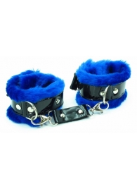 Синие наручники с мехом BDSM Light - БДСМ Арсенал - купить с доставкой в Санкт-Петербурге