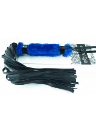 Нежная плеть с синим мехом BDSM Light - 43 см. - БДСМ Арсенал - купить с доставкой в Санкт-Петербурге
