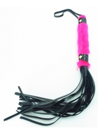 Плеть из лака с розовым мехом BDSM Light - 43 см. - БДСМ Арсенал - купить с доставкой в Санкт-Петербурге