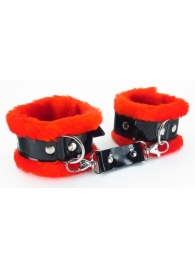 Красные наручники с мехом BDSM Light - БДСМ Арсенал - купить с доставкой в Санкт-Петербурге