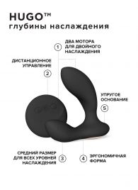 Черный вибромассажер простаты с пультом ДУ Hugo 2 Remote - Lelo - в Санкт-Петербурге купить с доставкой