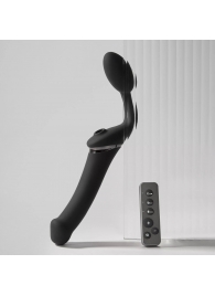 Черный безремневой вибрострапон Strap-On-Me Multi Orgasm Size XL - Strap-on-me - купить с доставкой в Санкт-Петербурге