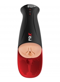 Телесный мастурбатор-вагина в черной колбе с вибрацией Fuck-O-Matic Pro XL - Pipedream - в Санкт-Петербурге купить с доставкой