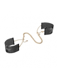 Чёрные дизайнерские наручники Desir Metallique Handcuffs Bijoux - Bijoux Indiscrets - купить с доставкой в Санкт-Петербурге