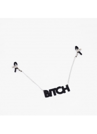 Зажимы на соски с кожаной подвеской Bitch - Crazy Handmade - купить с доставкой в Санкт-Петербурге
