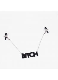 Зажимы на соски с кожаной подвеской Bitch - Crazy Handmade - купить с доставкой в Санкт-Петербурге