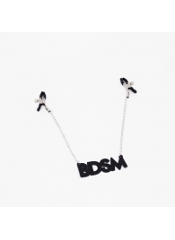 Зажимы на соски с кожаной подвеской BDSM - Crazy Handmade - купить с доставкой в Санкт-Петербурге
