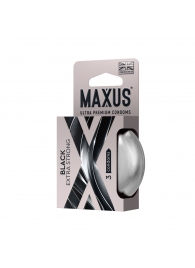 Черные утолщенные презервативы MAXUS Extra Strong с железным кейсом - 3 шт. - Maxus - купить с доставкой в Санкт-Петербурге