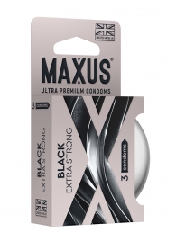 Черные утолщенные презервативы MAXUS Extra Strong с железным кейсом - 3 шт. - Maxus - купить с доставкой в Санкт-Петербурге
