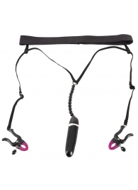 Женские вибростринги с зажимами для половых губ Spreader String with Vibrator - Orion - купить с доставкой в Санкт-Петербурге