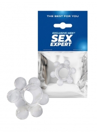 Прозрачное эрекционное кольцо с 6 стимулирующими шариками - Sex Expert - в Санкт-Петербурге купить с доставкой