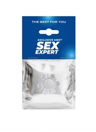 Прозрачное эрекционное кольцо с шариками и шипами - Sex Expert - в Санкт-Петербурге купить с доставкой