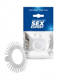 Эластичное эрекционное кольцо с шипиками и шариком - Sex Expert - в Санкт-Петербурге купить с доставкой