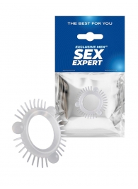 Эластичное эрекционное кольцо с 3 шариками и шипами - Sex Expert - в Санкт-Петербурге купить с доставкой