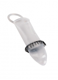 Закрытая насадка на пенис с подхватом мошонки и стимулирующими «ресничками» - Sextaz - в Санкт-Петербурге купить с доставкой