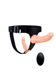 Женский страпон с 2 насадками, вибрацией и пультом ДУ - Erowoman-Eroman - купить с доставкой в Санкт-Петербурге