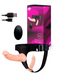 Женский страпон с 2 насадками, вибрацией и пультом ДУ - Erowoman-Eroman - купить с доставкой в Санкт-Петербурге