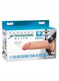 Телесный пустотелый фаллопротез 5’’ Hollow Silicone Strap-On - 14 см. - Pipedream - купить с доставкой в Санкт-Петербурге