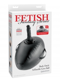 Черный надувной мяч с платформой для фиксации дилдо Body Dock Inflatable Love Ball - Pipedream - купить с доставкой в Санкт-Петербурге
