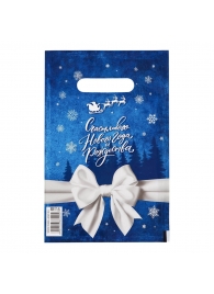 Сине-белый подарочный новогодний пакет с вырубной ручкой (20х30 см) - Сима-Ленд - купить с доставкой в Санкт-Петербурге