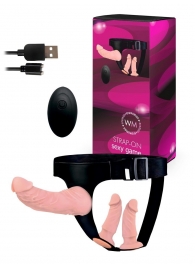 Женский страпон с 3 насадками и вибрацией - Erowoman-Eroman - купить с доставкой в Санкт-Петербурге