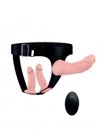 Женский страпон с 3 насадками и вибрацией - Erowoman-Eroman - купить с доставкой в Санкт-Петербурге