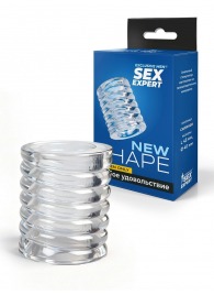 Прозрачная сквозная насадка на пенис с ребрышками - Sex Expert - в Санкт-Петербурге купить с доставкой