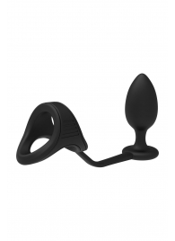 Черное эрекционное кольцо с анальной пробкой Cockstrap With Anal Plug - Dream Toys - в Санкт-Петербурге купить с доставкой