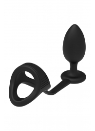 Черное эрекционное кольцо с анальной пробкой Cockstrap With Anal Plug - Dream Toys - в Санкт-Петербурге купить с доставкой