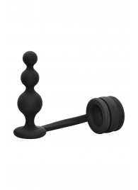 Черное эрекционное кольцо с анальной елочкой Cockring With Beaded Anal Plug - Dream Toys - в Санкт-Петербурге купить с доставкой