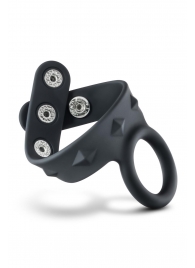 Черное эрекционное кольцо с подхватом мошонки на кнопках VS6 - Blush Novelties - в Санкт-Петербурге купить с доставкой