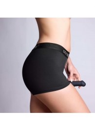 Черные трусики-боксеры для фиксации насадок Strap-on-me Harness Lingerie Allure - size XS - Strap-on-me - купить с доставкой в Санкт-Петербурге