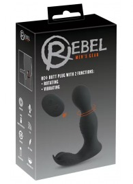 Черная анальная пробка с вибрацией, вращением и пультом ДУ RC Butt Plug with 2 Functions - Orion - в Санкт-Петербурге купить с доставкой