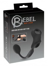 Черное виброкольцо с анальной пробкой Cock Ring with RC Butt Plug - Orion - в Санкт-Петербурге купить с доставкой