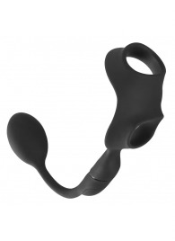 Черное виброкольцо с анальной пробкой Cock Ring with RC Butt Plug - Orion - в Санкт-Петербурге купить с доставкой