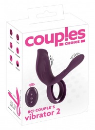 Фиолетовая насадка на член с клиторальным отростком и пультом ДУ RC Couple’s Vibrator 2 - Orion - в Санкт-Петербурге купить с доставкой