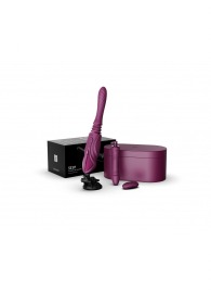 Фиолетовая секс-машина с функцией нагрева, насадками и присоской Sesh - Zalo - купить с доставкой в Санкт-Петербурге