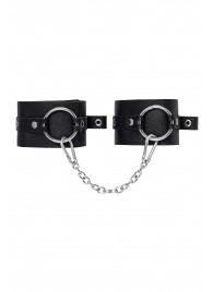 Черные оковы из толстой кожи с люверсами - Pecado - купить с доставкой в Санкт-Петербурге
