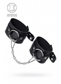 Черные оковы из толстой кожи с люверсами - Pecado - купить с доставкой в Санкт-Петербурге