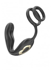 Черная анальная пробка с вращением и эрекционными кольцами - Ibiza - в Санкт-Петербурге купить с доставкой