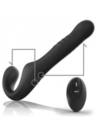 Черный безремневой страпон с вибрацией и возвратно-поступательными движениями - 24 см. - Ibiza - купить с доставкой в Санкт-Петербурге